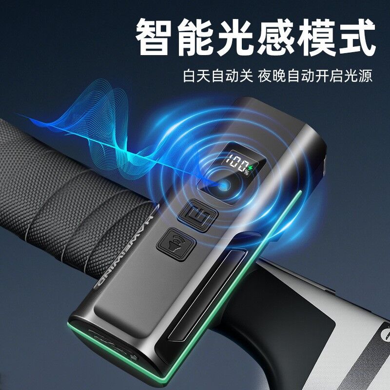 Передний велосипедный фонарь с аккумулятором 3600 мА·ч, зарядка USB-C, для горных и шоссейных велосипедов