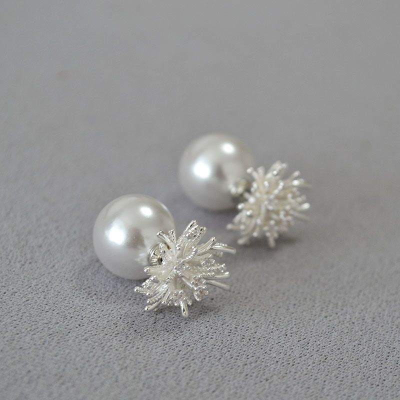 Серьги-гвоздики «Одуванчик» miya sophia jewelry, серебристые, с фианитами, съёмный цветок 1,5 см