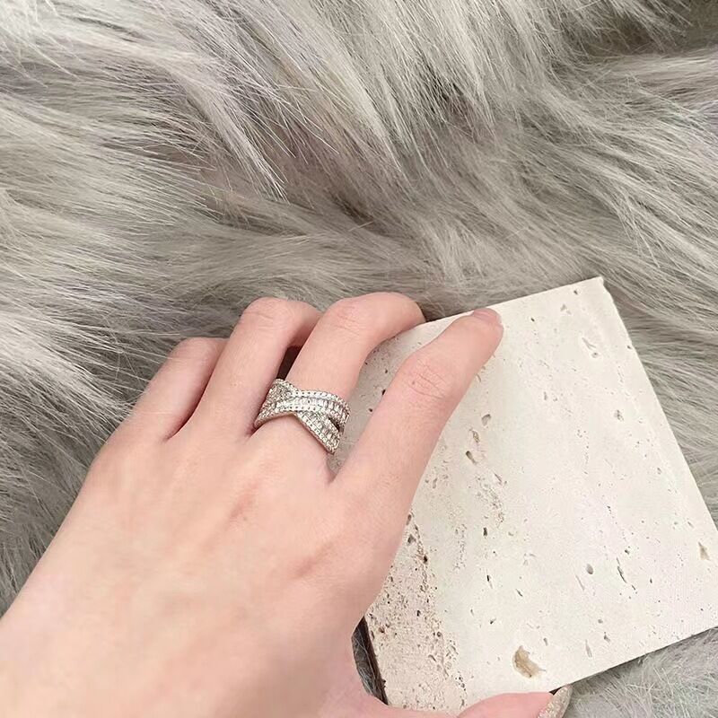 Кольцо женское FRIDAY JEWELRY регулируемое, открытое, с россыпью фианитов, латунь, в стиле ретро, на указательный палец