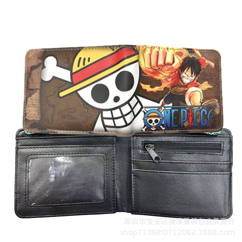 Кошелёк короткий One Piece (Ван-Пис) с Зоро, Луффи, Эйсом и Чоппером, экокожа PU, складной, 11,5×9,5 см