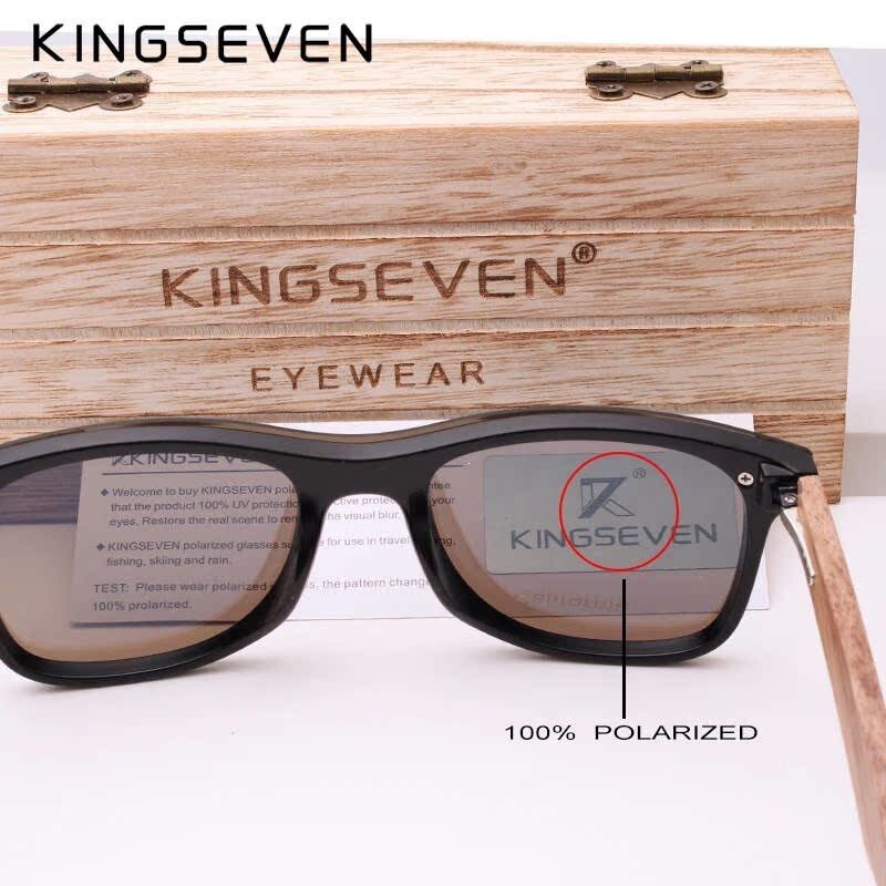 Мужские солнцезащитные очки KINGSEVEN с отделкой из ореха, поляризационные, зеркальные линзы