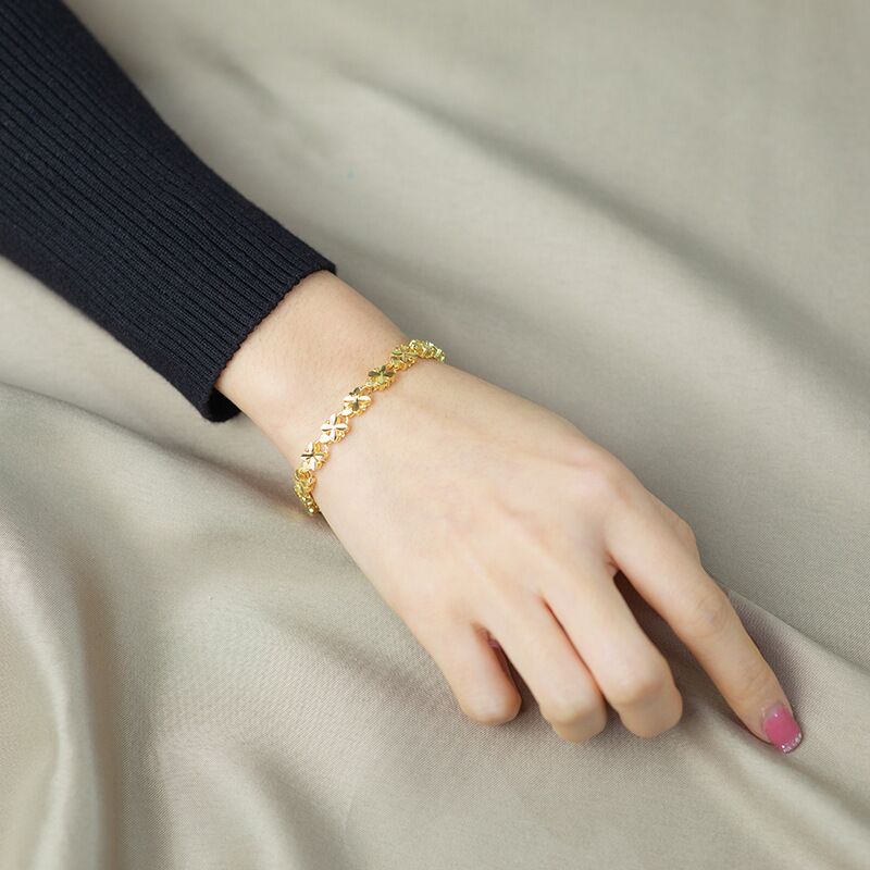 Браслет XUPING JEWELRY с четырёхлистниками и сердцами, медный сплав с покрытием золотом, винтажный стиль