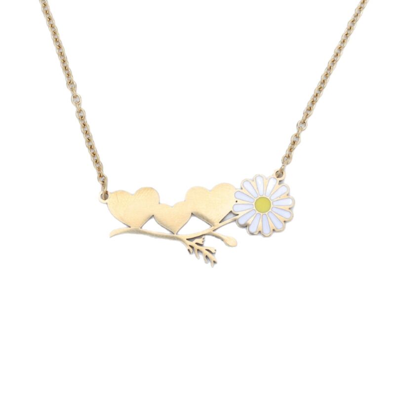 Колье Lele Jewelry из нержавеющей стали с подвеской-ромашкой, короткая цепочка, 3 цвета