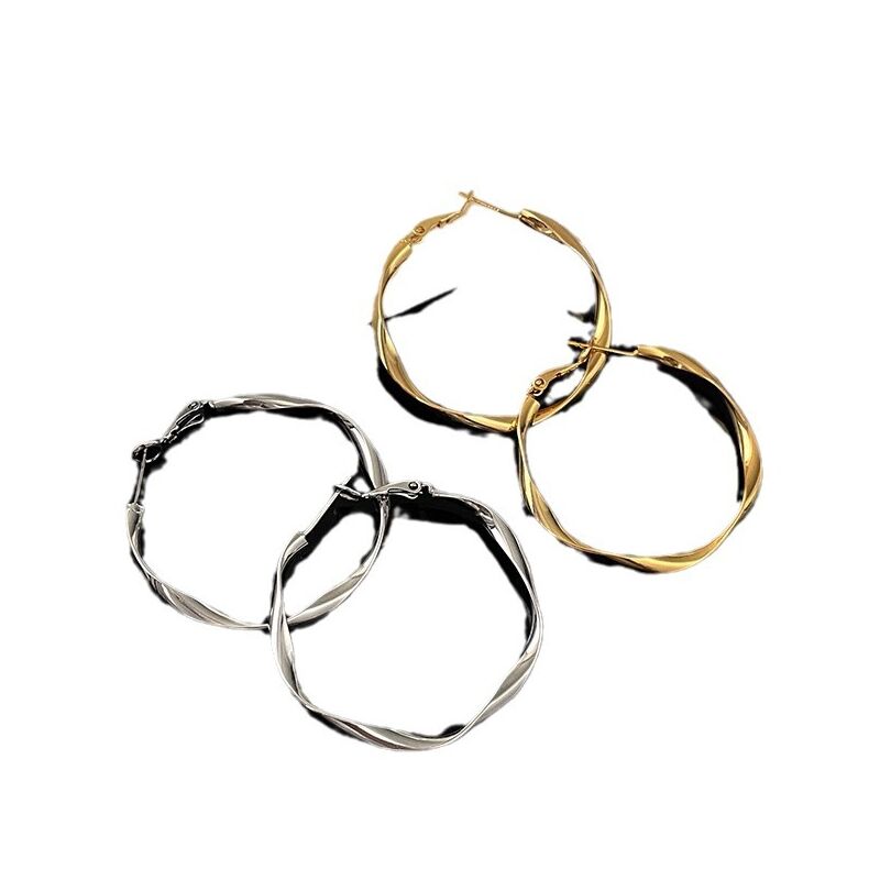 Серьги Kaitin Jewelry из металла, витой геометрический дизайн, игла из серебра 925, минимализм