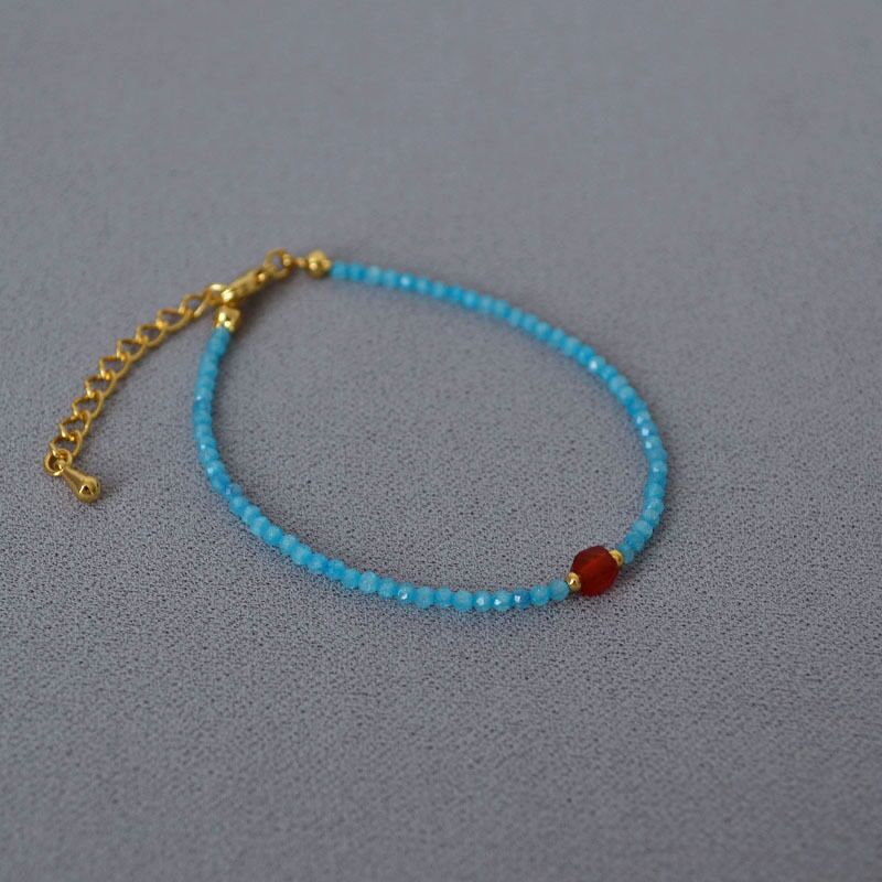 Колье и браслет miya sophia jewelry из фианитовых бусин с натуральными камнями: агат, амазонит, аквамарин