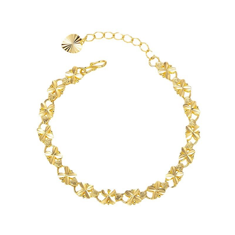 Браслет XUPING JEWELRY с четырёхлистниками и сердцами, медный сплав с покрытием золотом, винтажный стиль