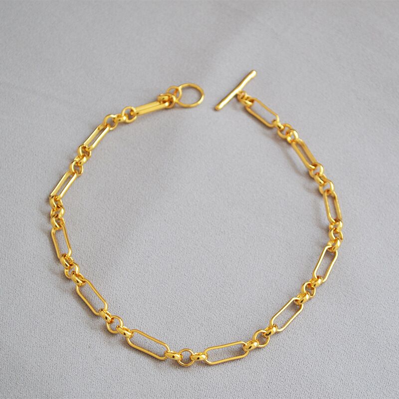 Колье Miya sophia jewelry: латунная цепь с позолотой 18K, крупная монета и жемчужина барокко, застёжка OT, 41 см