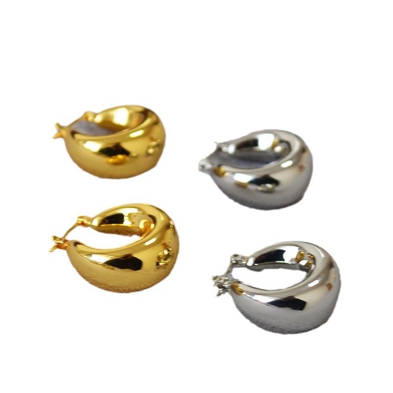 Серьги-кольца овальные полые miya sophia jewelry, гладкая латунь с позолотой, 2,2×2,5 см
