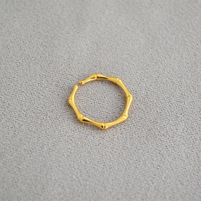 Тонкое кольцо Miya sophia jewelry в форме бамбука, латунь с позолотой, регулируемый размер