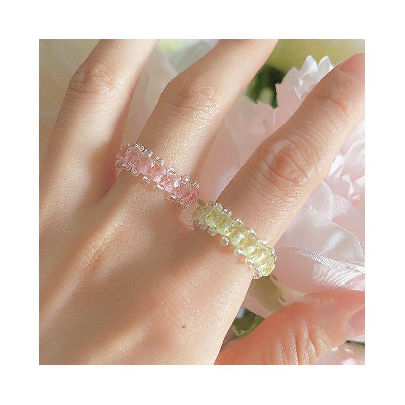 Кольцо kaitin jewelry с искусственным кристаллом, геометрический дизайн, зелёное и розовое
