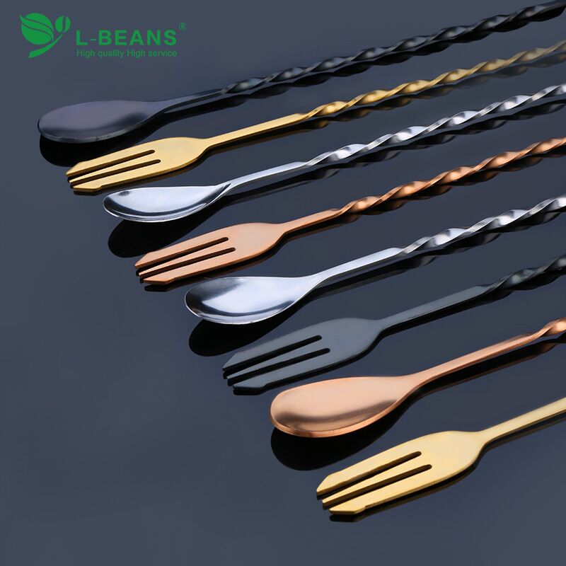 Барная ложка для коктейлей L-BEANS, нержавеющая сталь, длинная ручка, 5 цветов