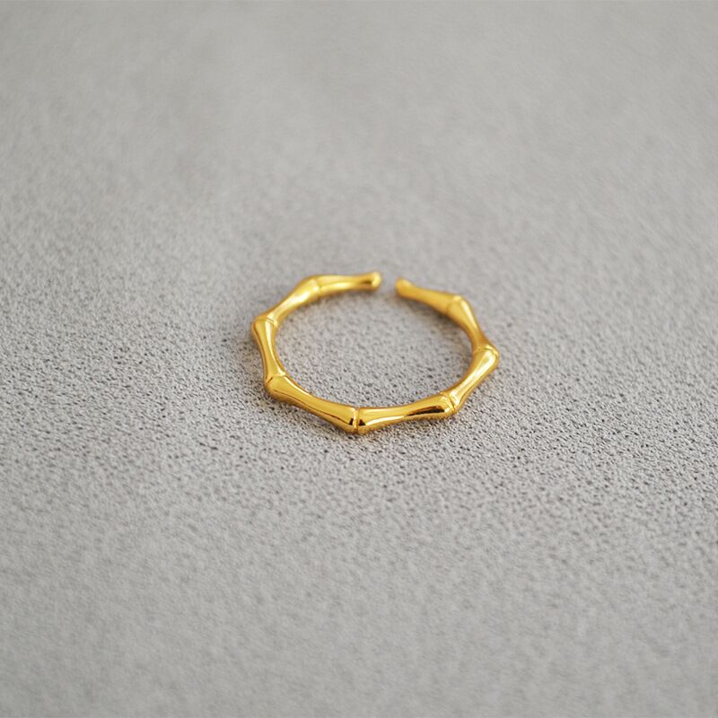 Тонкое кольцо Miya sophia jewelry в форме бамбука, латунь с позолотой, регулируемый размер