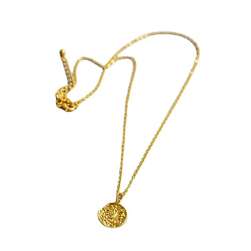 Колье с подвеской-монетой со знаком зодиака Miya Sophia Jewelry, латунь, состаренная позолота, 45+5 см
