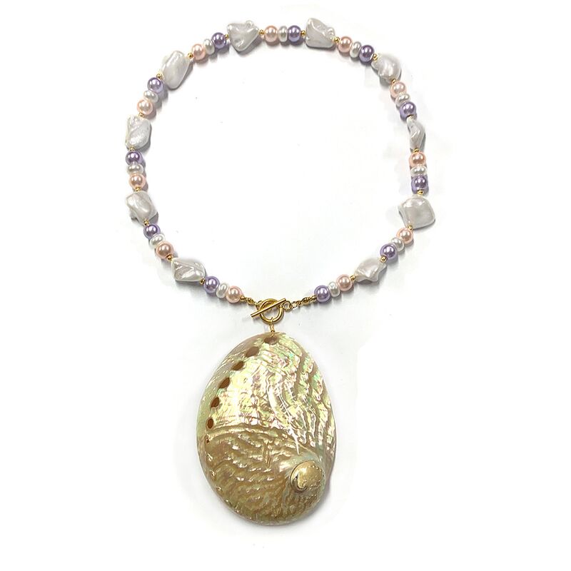 Колье из натуральных ракушек YK Jewelry, морской стиль, титановая сталь, перламутр, 27 вариантов