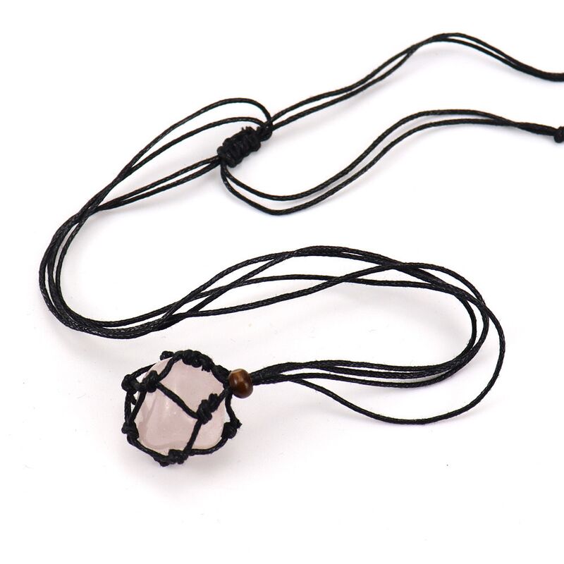 Колье Xuying jewelry на чёрном плетёном шнуре с подвеской-сеточкой из натурального камня, регулируемое