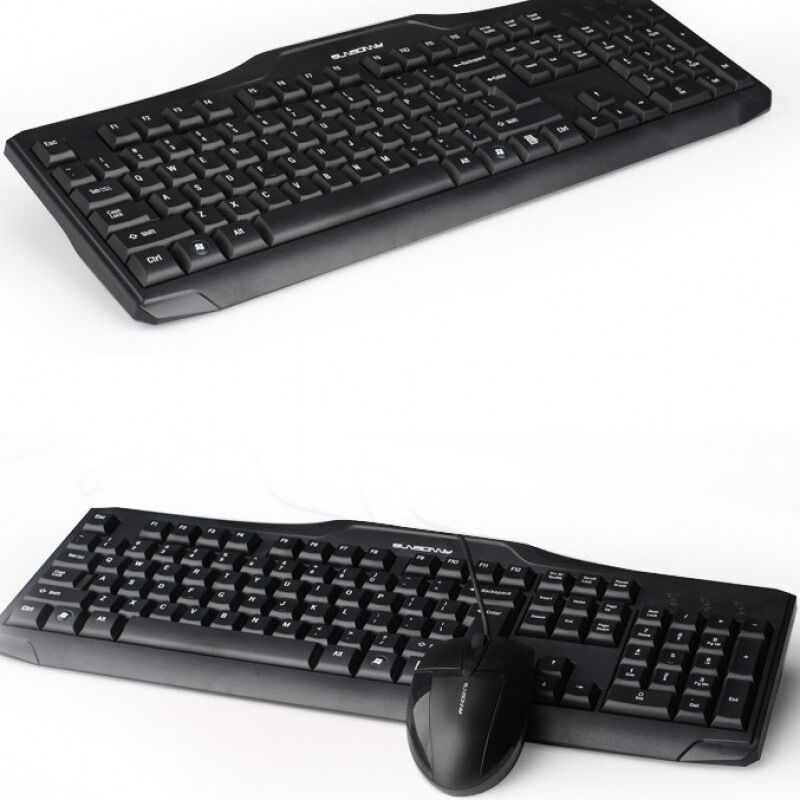 Проводной комплект клавиатура и мышь Sunsonny S-T10, USB, 1600 dpi, для офиса, дома и игр