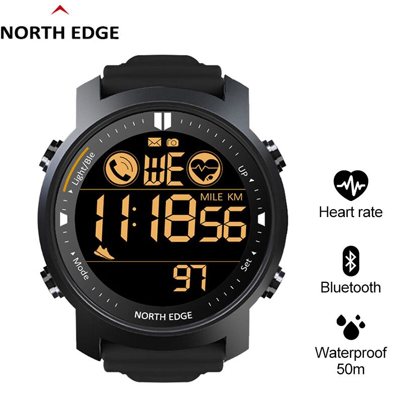 Смарт-часы North Edge LAKER мужские, пульсометр, шагомер, секундомер, защита WR 50 м, Bluetooth