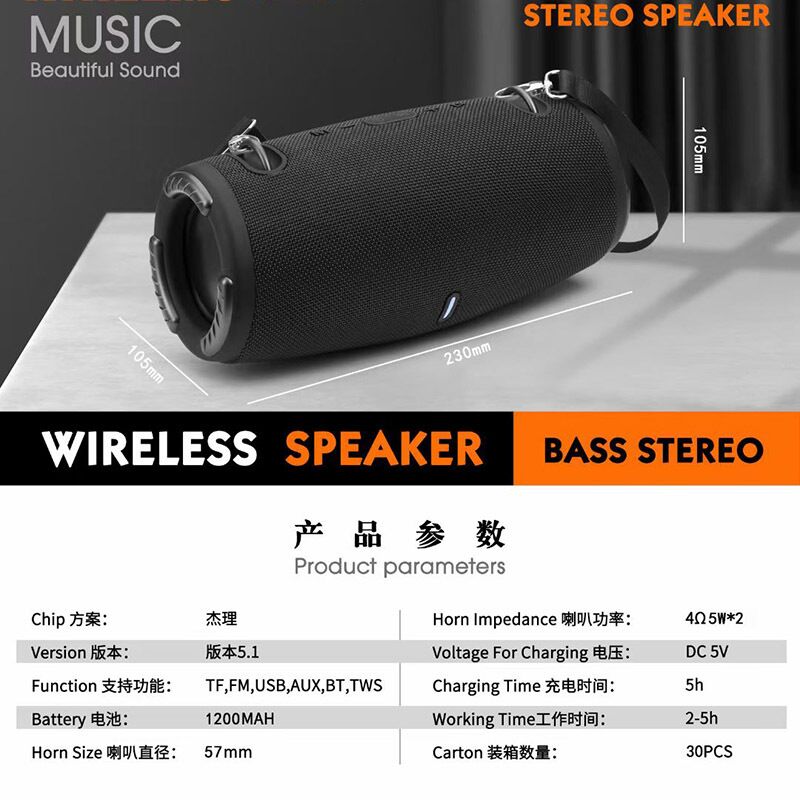 Портативная Bluetooth-колонка Xtreme 3 Mini, 10 Вт, 2 динамика, FM-радио, слот для карты, TWS