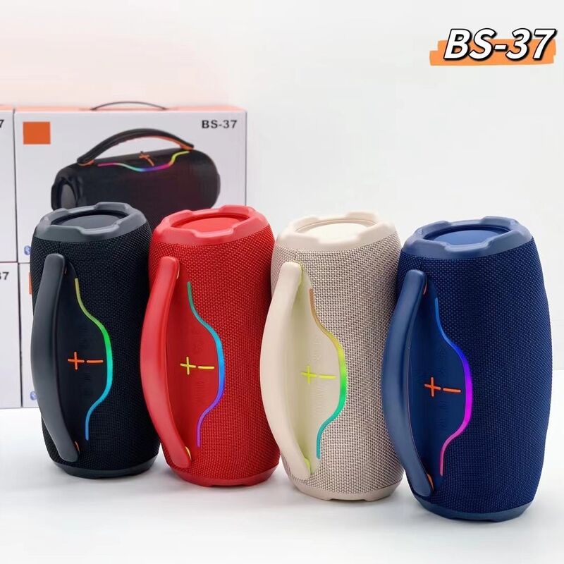 Портативная Bluetooth-колонка BS-37 с RGB-подсветкой, 2 динамика, 10 Вт, IPX4, ручка для переноски
