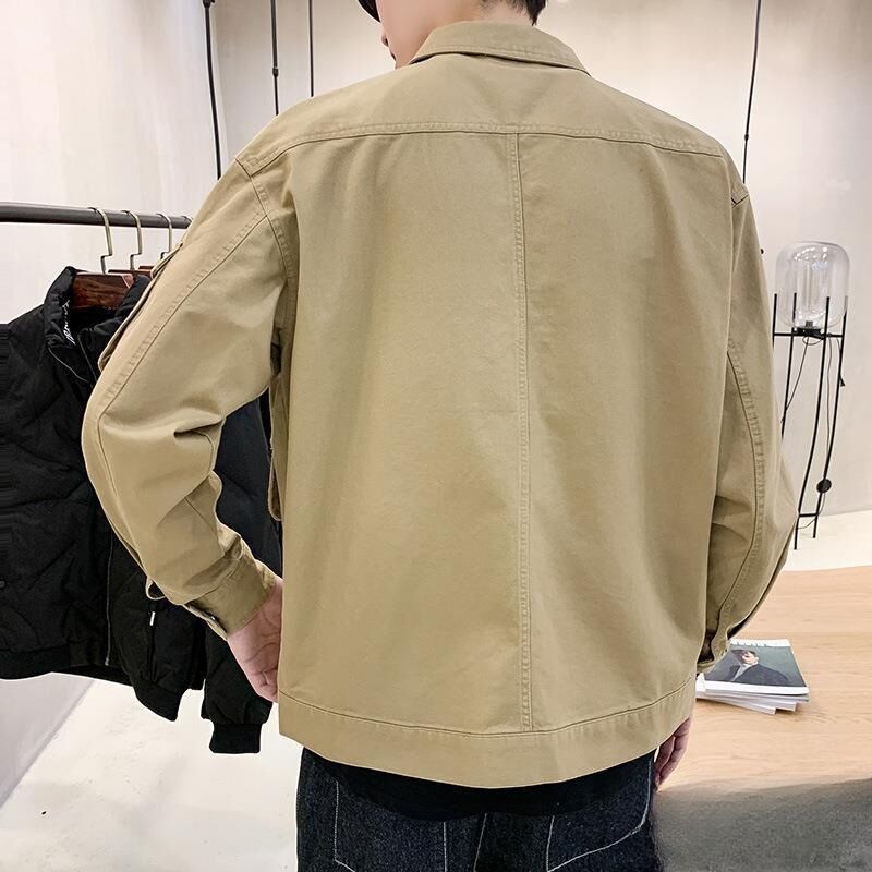 Мужская куртка в стиле workwear с отложным воротником, свободный крой, хлопок, на пуговицах