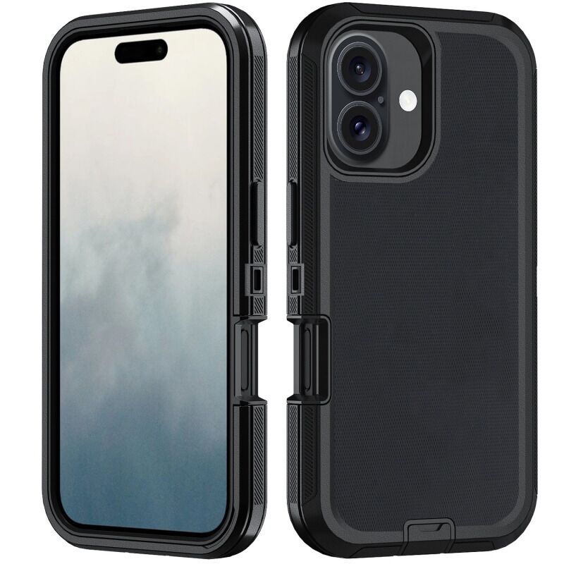 Противоударный чехол для iPhone 17 с магнитной подставкой, 3 слоя, MagSafe, поворотный клипс на ремень