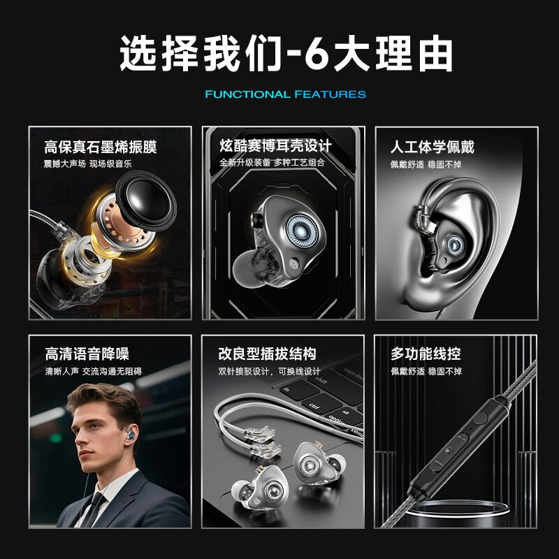 Проводные Hi-Fi наушники S25, съёмный кабель, заушины, с микрофоном