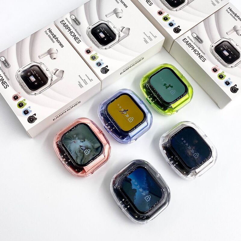 TWS-наушники AirMAX с цветным LCD-дисплеем на кейсе, сенсорное управление, увеличенное время работы