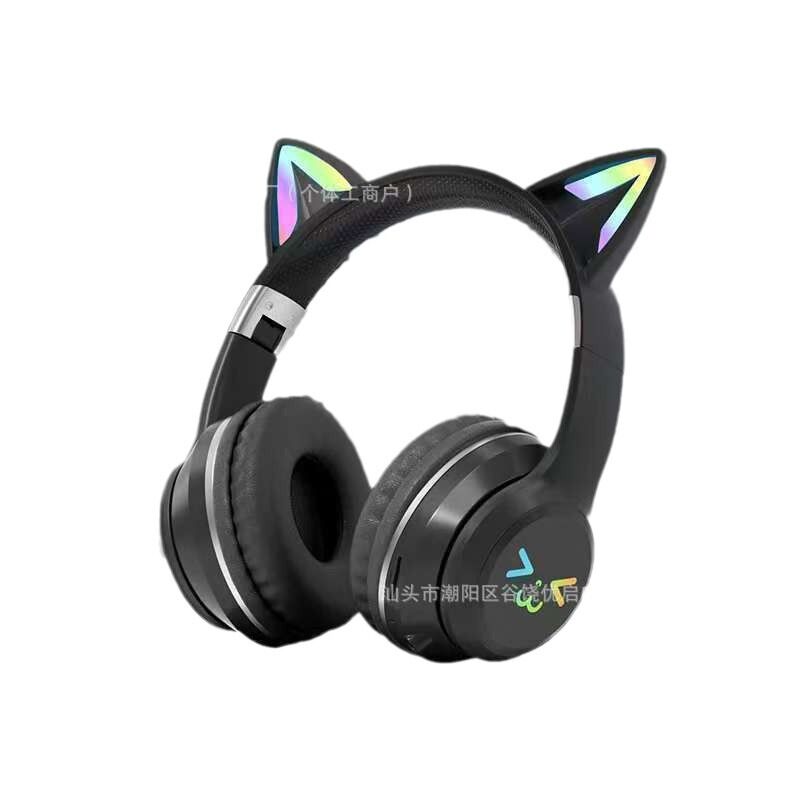 Игровые наушники BT035C с кошачьими ушками, подсветкой и градиентным корпусом, Bluetooth 5.1