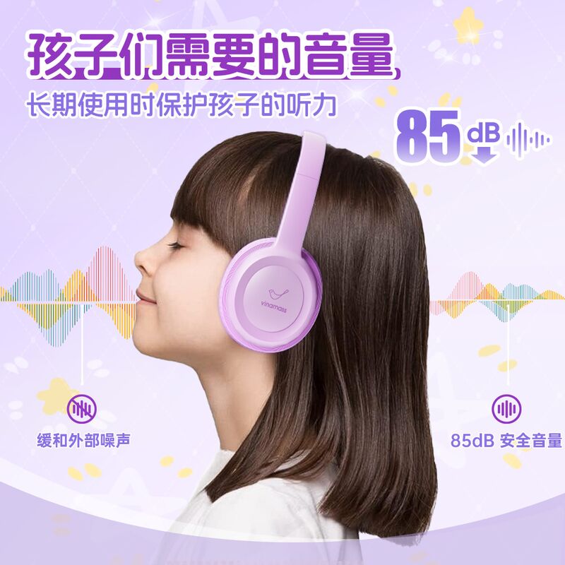 Детские Bluetooth-наушники GORSUN E63A накладные, пастельные цвета, для учёбы