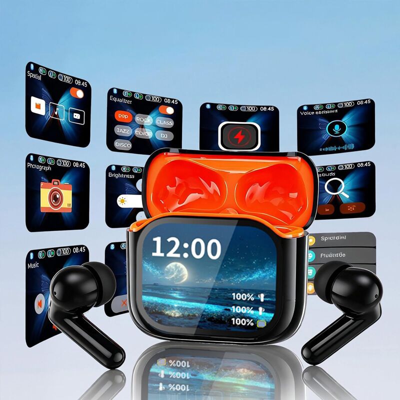 TWS Bluetooth-наушники BY16 с сенсорным LED-дисплеем, шумоподавлением ANC+ENC, ИИ-перевод