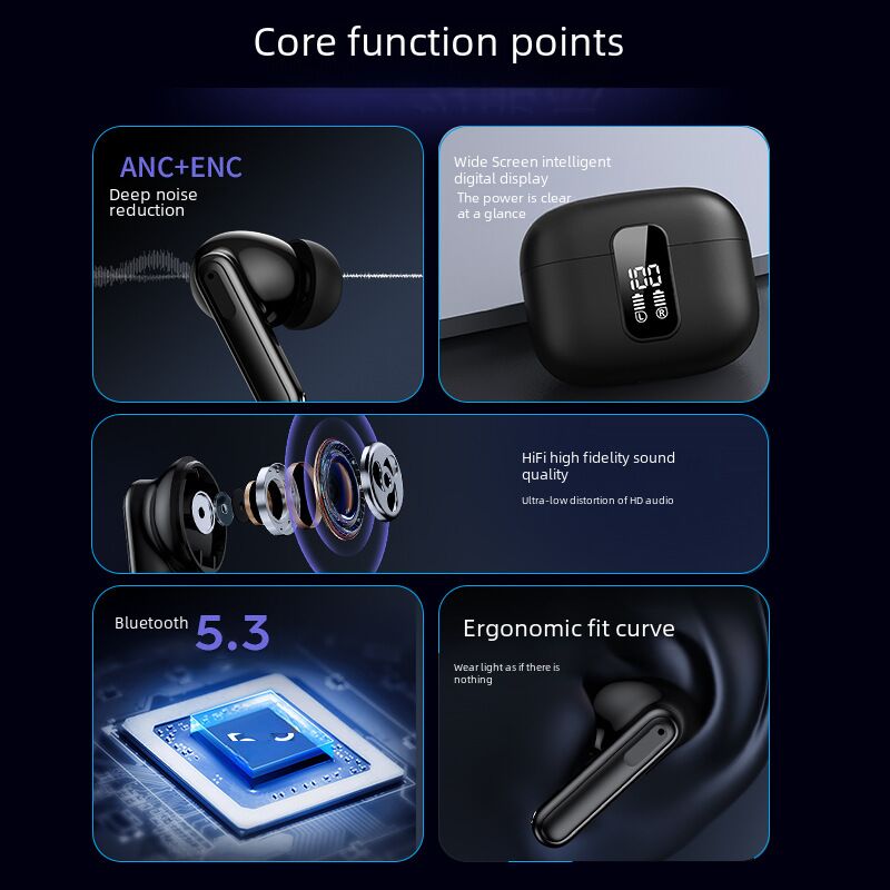TWS-наушники Y40 с ANC+ENC шумоподавлением, экраном заряда, Bluetooth 5.4