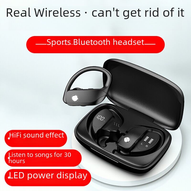 TWS Bluetooth-наушники T17 с креплением за ухо, дисплей заряда, шумоподавление, для спорта
