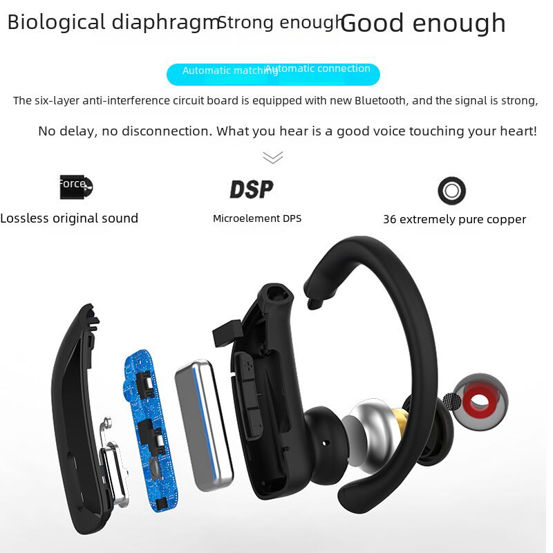 TWS Bluetooth-наушники T17 с креплением за ухо, дисплей заряда, шумоподавление, для спорта