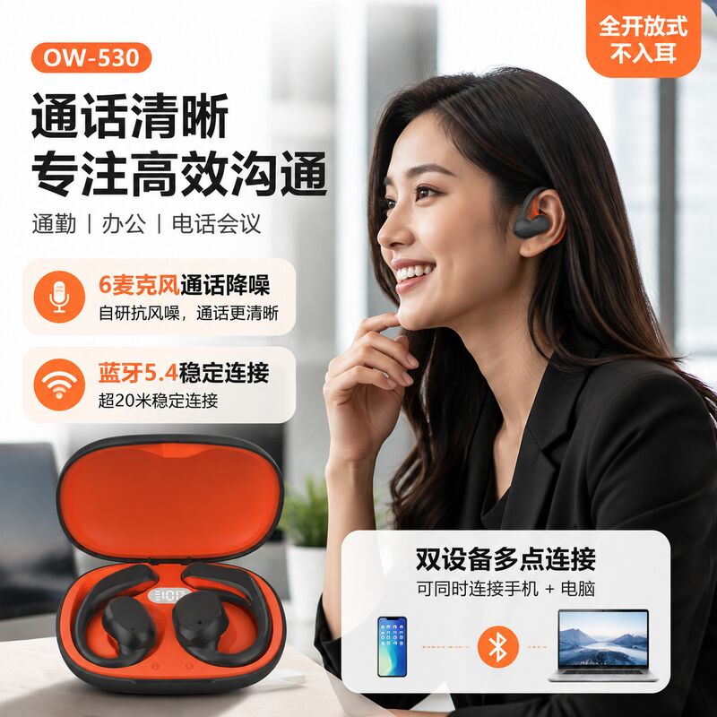 Открытые Bluetooth-наушники OW-530 с костной проводимостью, ушные крючки, Bluetooth 5.3