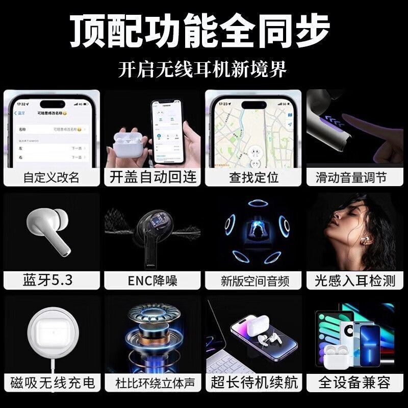Беспроводные Bluetooth-наушники Air4, активное шумоподавление, длительная автономность, для Apple