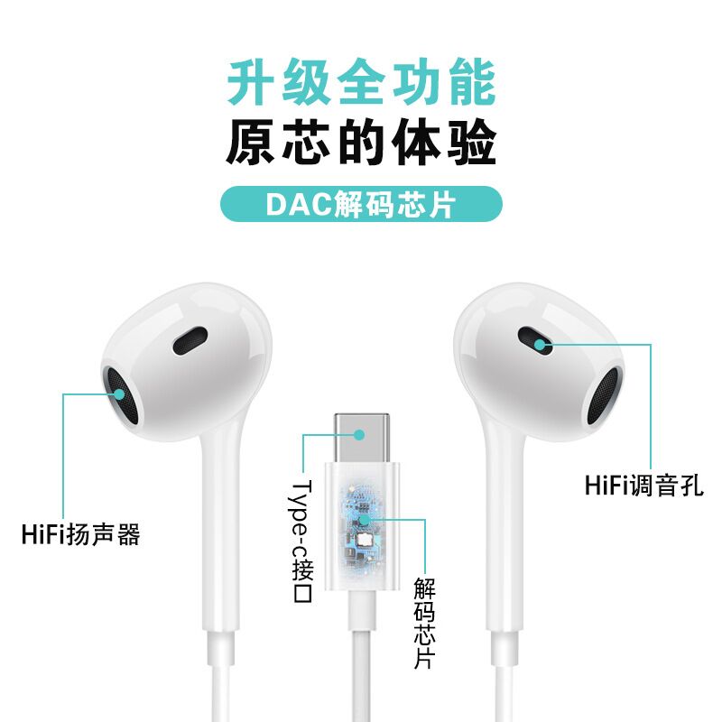 Проводные наушники-вкладыши с цифровым аудио Type-C для Apple, OPPO, Huawei, vivo