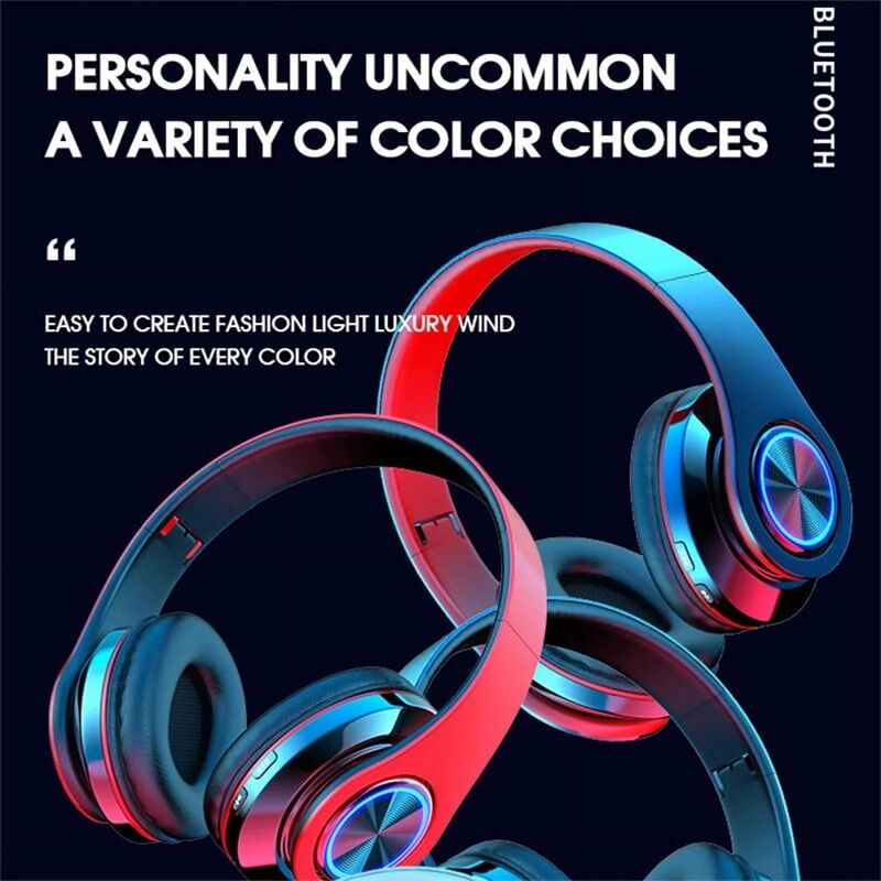 Складные накладные наушники B39 с RGB-подсветкой, Bluetooth