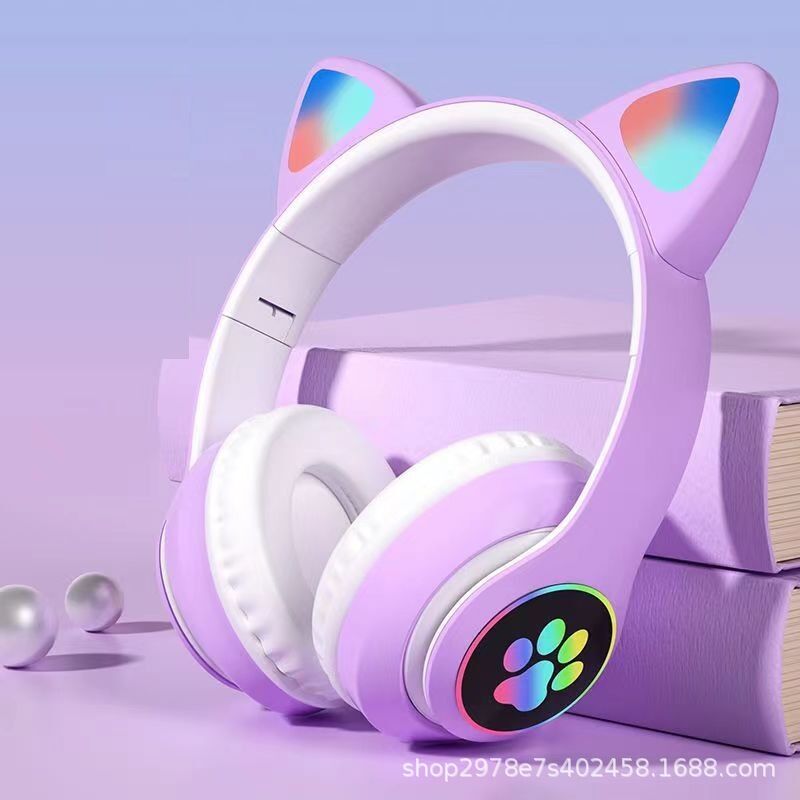 Полноразмерные Bluetooth-наушники STN-28 со светящимися кошачьими ушками, увеличенное время работы