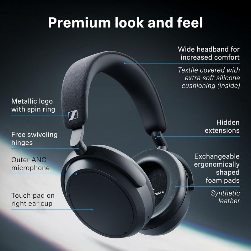 Полноразмерные беспроводные наушники MOMENTUM4 с шумоподавлением, Bluetooth 5.3