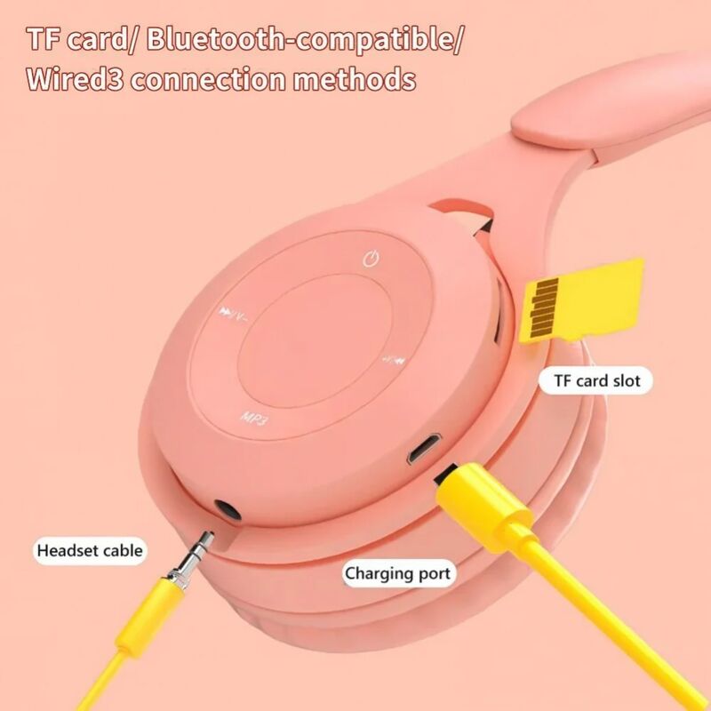 Детские накладные Bluetooth-наушники Macaron, стерео, Bluetooth 5.0, жёлтый