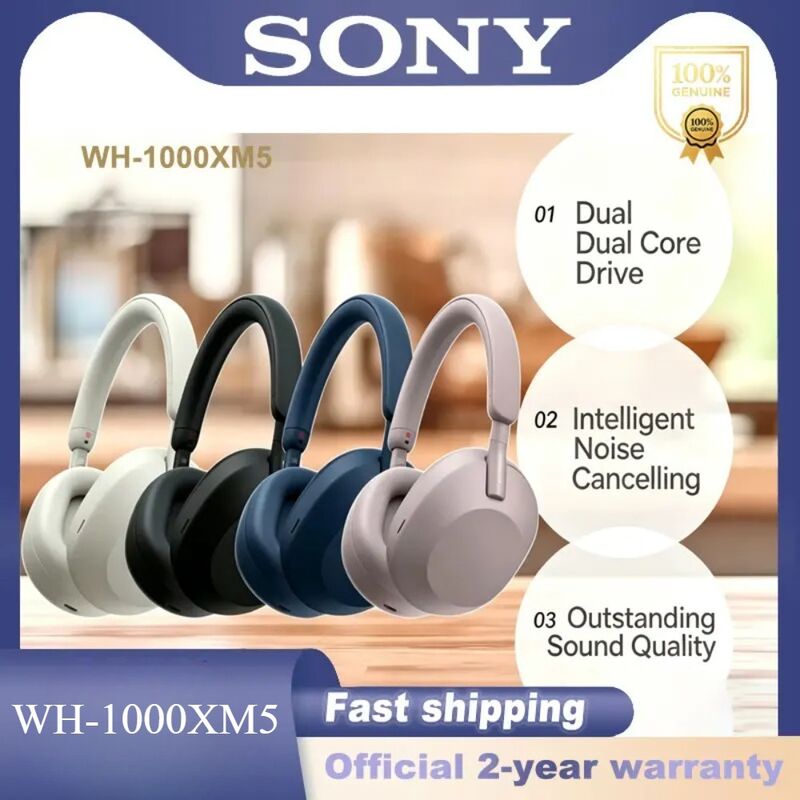 Полноразмерные беспроводные наушники Sony WH-1000XM5 с Bluetooth 5.3 и голосовым управлением