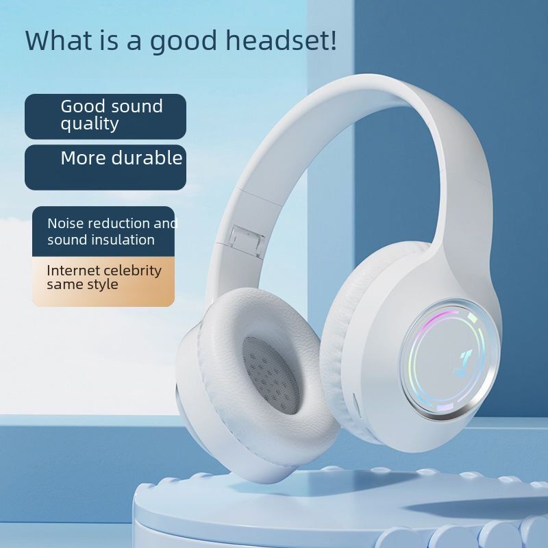 Bluetooth-наушники накладные с подсветкой, версия 5.3, складные, для игр и музыки