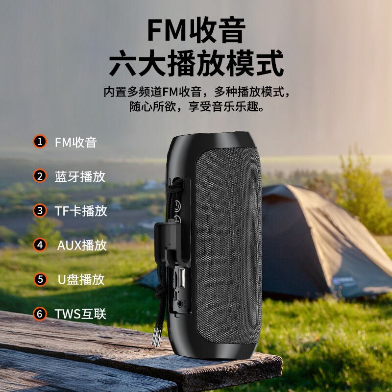 Портативная колонка T&G TG117 с Bluetooth, TWS-соединением пары и слотом для карты памяти
