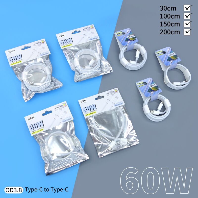 Кабель USB Type-C – Type-C для быстрой зарядки 60 Вт, чистая медь, для iPhone 15/16, Samsung, Xiaomi