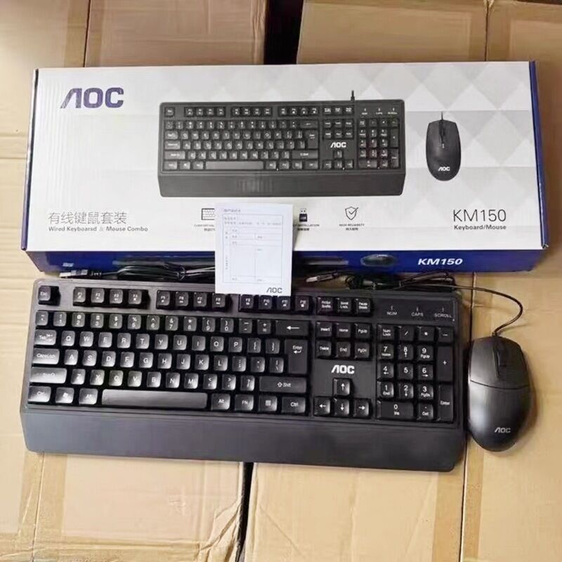 Комплект клавиатура и мышь AOC KM150, проводной USB, для офиса и дома