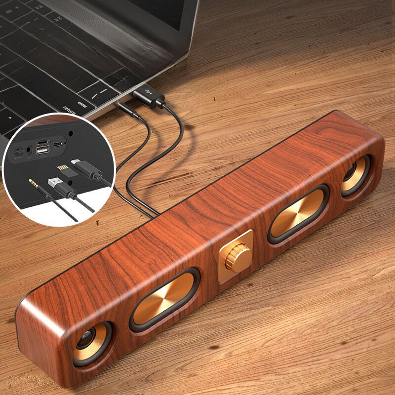 Ретро Bluetooth-колонка E3404 с деревянным корпусом, слотом для карты и мощным басом