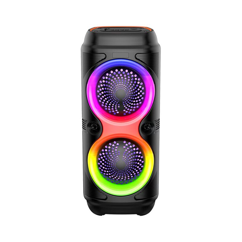 Портативная колонка с двумя динамиками, RGB-подсветкой и микрофоном для караоке и уличных танцев, 10 Вт