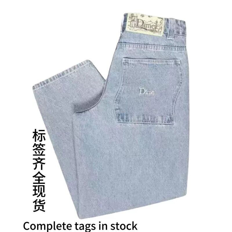 Джинсы Dime Baggy мужские прямые свободные с вышивкой, средняя посадка, деним