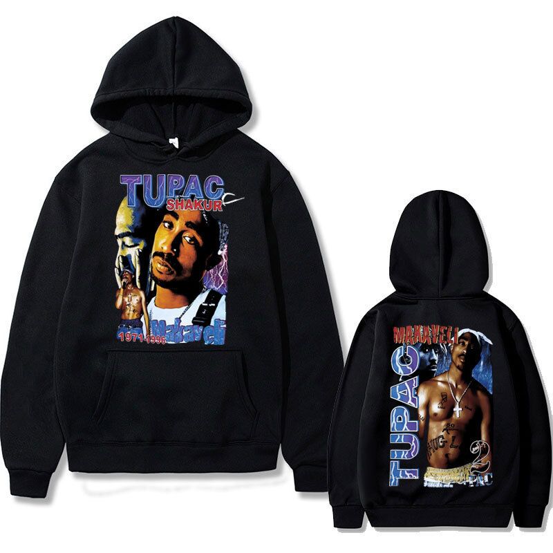 Худи с принтом Tupac 2Pac, унисекс, полиэстер, повседневный стиль, XS–XXXL