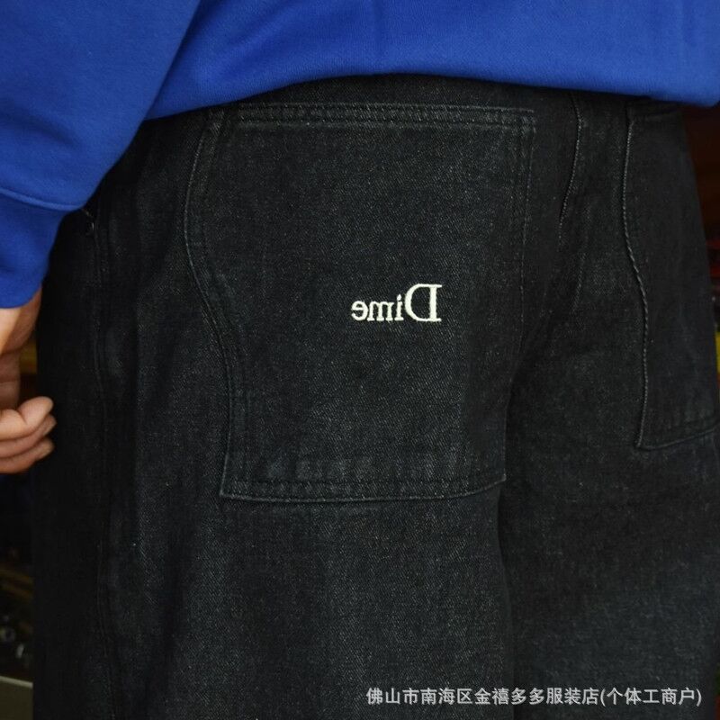 Джинсы Dime Baggy мужские прямые свободные, хлопок, вышивка, средняя посадка